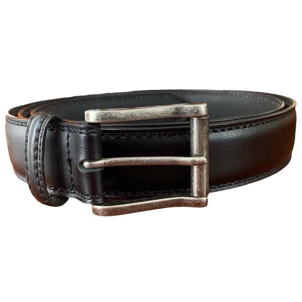 Dickies Men’s Black Genuine Leather Belt Black Metal Buckle Size 46-48